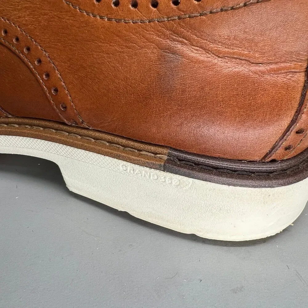 Cole Haan The Go To Wing Oxfords Men 8.5 Brown Leather Wing Tip Derby Dress Shoe
